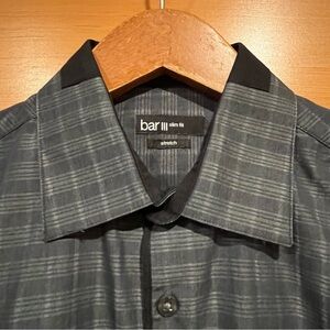 Bar III Stretch Plaid Dress Shirt - Small